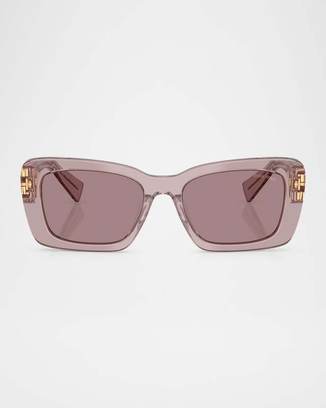 MU 07YS Logo Acetate Rectangle Sunglasses